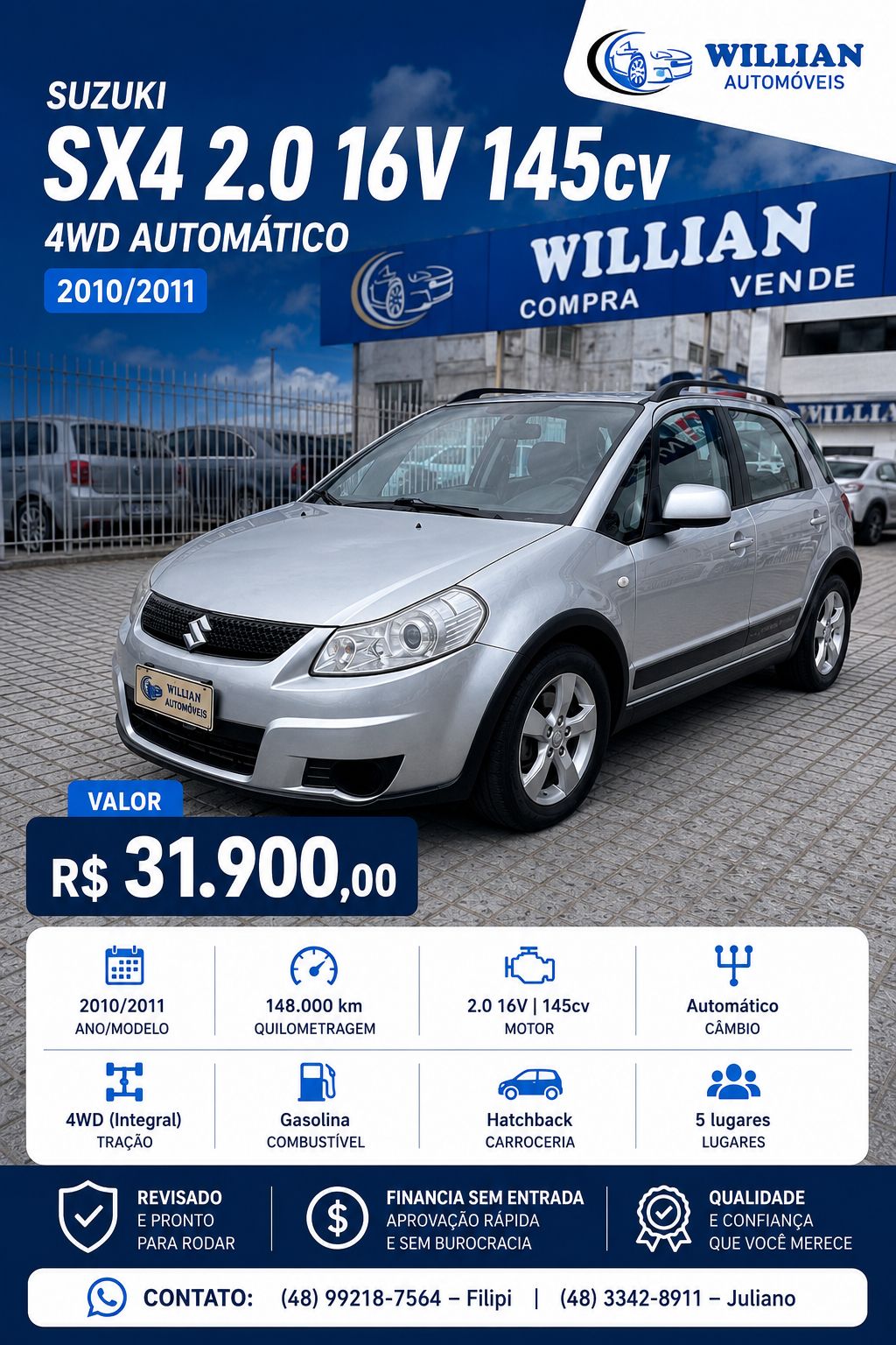 SX4 2.0 16V 145cv 4WD 5p Aut.
